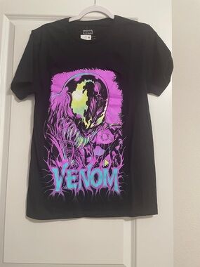 Marvel Venom Tee - Black with Neon Purple & Teal Accents